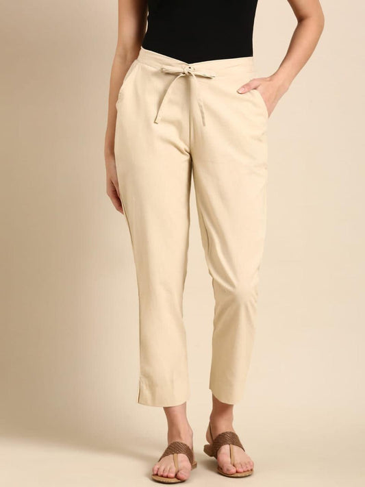 Beige Cotton Pants
